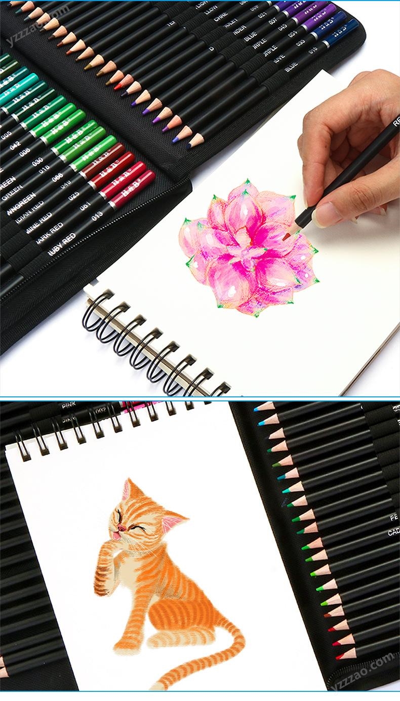 工厂现货 H&B75件素描彩色油性铅笔套装儿童成人通用美术绘画用品
