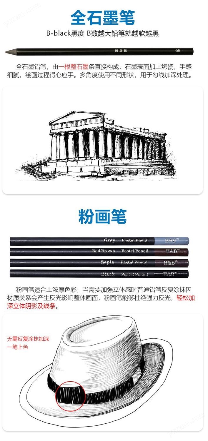 厂家现货48件素描铅笔套装 初学者素描工具 美术绘画素描笔套装